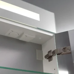 Kronenbach Plana Spiegelschrank 90 X 14 X 75,5 Cm, Mit 3 Türen Und Satiniertem Lichtausschnitt Oben