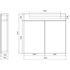 Kronenbach Plana Spiegelschrank 80 X 14 X 75,5 Cm, Mit 2 Türen Und Satiniertem Lichtausschnitt Oben -Kronenbach hersteller kronenbach badmoebel plana spiegelschraenke integierter 1205730