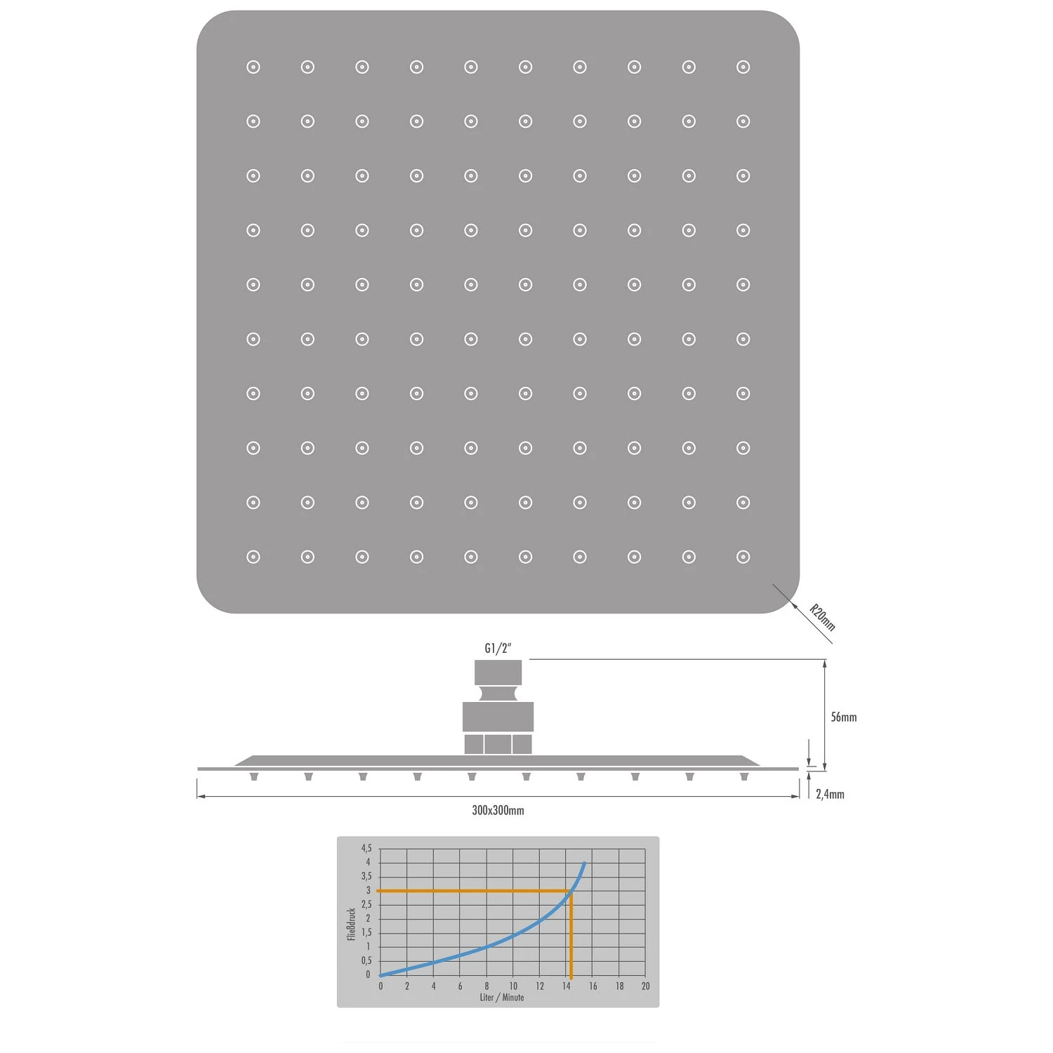 Kronenbach SUPRA 2.0 Kopfbrause softedge 30 cm Kronenbach SUPRA 2.0 Kopfbrause Softedge 30 Cm -Kronenbach hersteller kronenbach brauseprogramm kopfbrausen supra 2 3412958