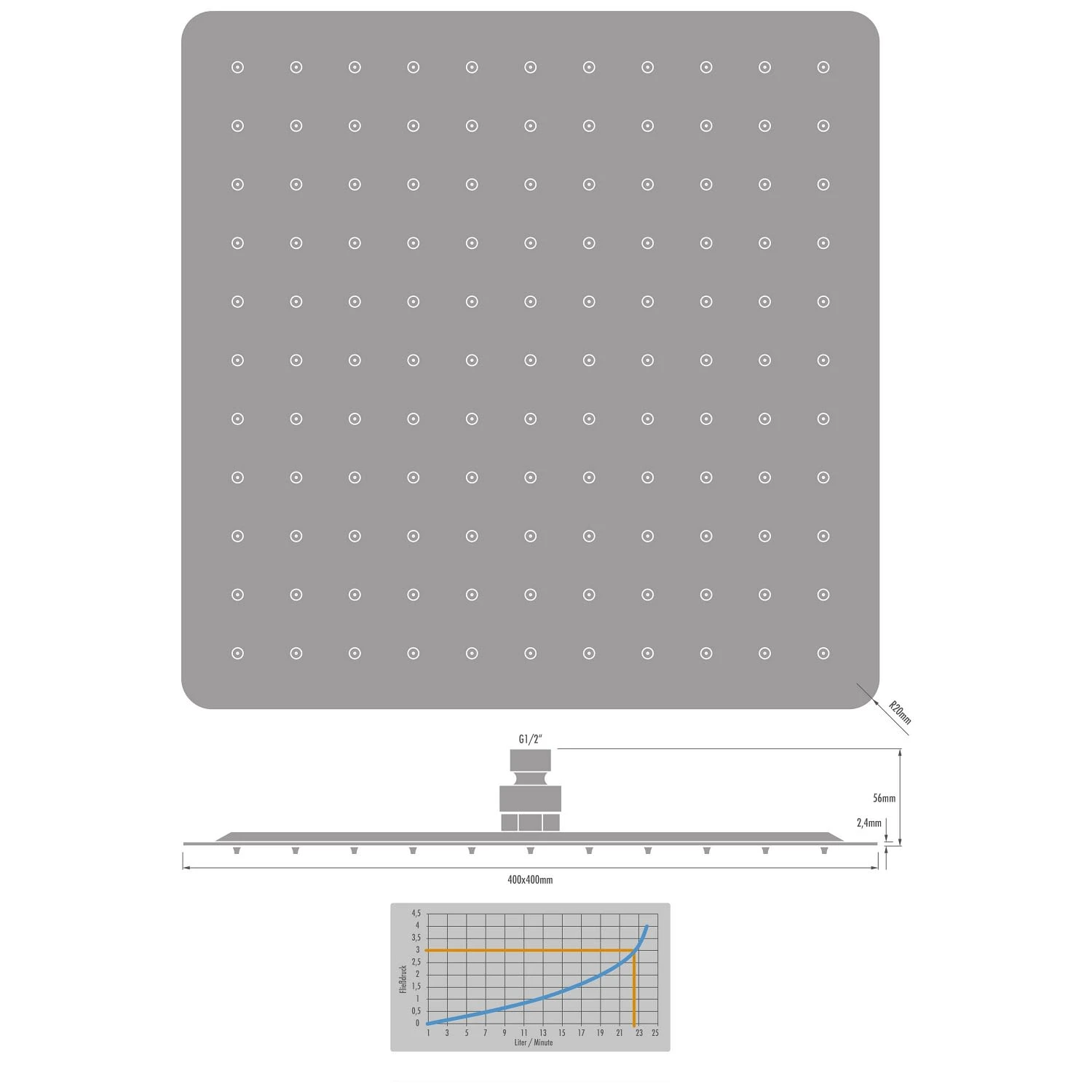 Kronenbach SUPRA 2.0 Kopfbrause softedge 40 cm Kronenbach SUPRA 2.0 Kopfbrause Softedge 40 Cm -Kronenbach hersteller kronenbach brauseprogramm kopfbrausen supra 2 3412961