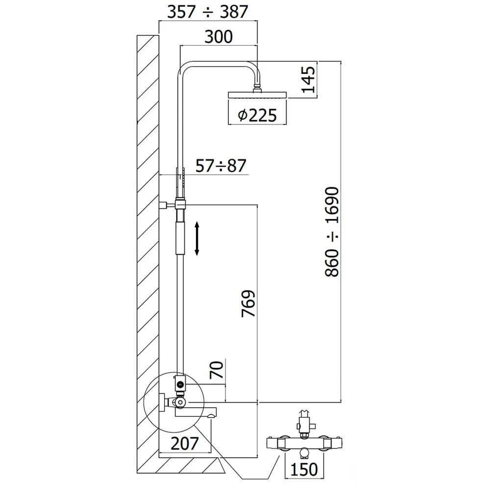 Kronenbach Duschsystem Aufputz mit Wannenthermostat und Kopfbrause Ø 22,5 cm, rund Kronenbach Duschsystem Aufputz Mit Wannenthermostat Und Kopfbrause Ø 22,5 Cm, Rund -Kronenbach hersteller kronenbach duschsaeulen duschsystem 2 wannenthermostat 1353765