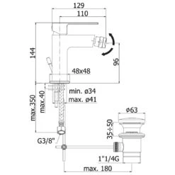Kronenbach Quara 2.0 Black Bidet-Einhebelmischer -Kronenbach hersteller kronenbach quara 2 black bidet 3678665