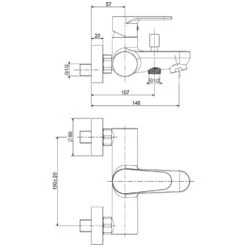 Kronenbach Radia 2.0 Aufputz-Wannenarmatur -Kronenbach hersteller kronenbach radia 2 aufputz wannenarmatur 1270587