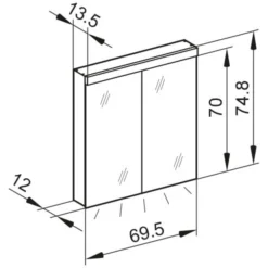 Kronenbach Moon 2.0, 4000K LED-Spiegelschrank 69,5 Cm Mit 2 Türen Und Steckdosen Links Und Rechts Unten -Kronenbach hersteller kronenbach spiegelschraenke moon 2 spiegelschrank 3995411