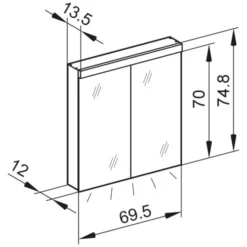 Kronenbach Moon 2.0, 3000K LED-Spiegelschrank 69,5 Cm Mit 2 Türen Und Steckdosen Links Und Rechts Unten -Kronenbach hersteller kronenbach spiegelschraenke moon 2 spiegelschrank 3995455