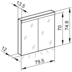 Kronenbach Moon 2.0, 4000K LED-Spiegelschrank 79,5 Cm Mit 2 Türen Und Steckdosen Links Und Rechts Unten -Kronenbach hersteller kronenbach spiegelschraenke moon 2 spiegelschrank 3995459