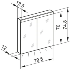 Kronenbach Moon 2.0, 3000K LED-Spiegelschrank 79,5 Cm Mit 2 Türen Und Steckdosen Links Und Rechts Unten -Kronenbach hersteller kronenbach spiegelschraenke moon 2 spiegelschrank 3995507