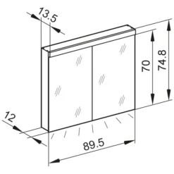 Kronenbach Moon 2.0, 3000K LED-Spiegelschrank 89,5 Cm Mit 2 Türen Und Steckdosen Links Und Rechts Unten -Kronenbach hersteller kronenbach spiegelschraenke moon 2 spiegelschrank 3995559
