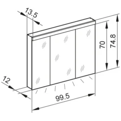 Kronenbach Moon 2.0, 4000K LED-Spiegelschrank 99,5 Cm Mit 3 Türen Und Steckdose Unten -Kronenbach hersteller kronenbach spiegelschraenke moon 2 spiegelschrank 3995843