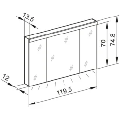 Kronenbach Moon 2.0, 4000K LED-Spiegelschrank 119,5 Cm Mit 3 Türen Und Steckdose Unten -Kronenbach hersteller kronenbach spiegelschraenke moon 2 spiegelschrank 3996891