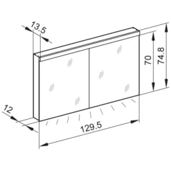 Kronenbach Moon 2.0, 3000K LED-Spiegelschrank 129,5 Cm Mit 2 Türen Und Steckdose Unten -Kronenbach hersteller kronenbach spiegelschraenke moon 2 spiegelschrank 3997119