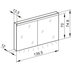 Kronenbach Moon 2.0, 3000K LED-Spiegelschrank 139,5 Cm Mit 2 Türen Und Steckdose Unten -Kronenbach hersteller kronenbach spiegelschraenke moon 2 spiegelschrank 3997223