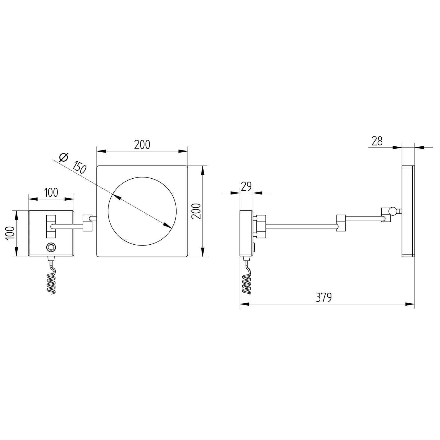 Kronenbach LED Kosmetikspiegel 2.0 Wandmodell Eckig Mit Stecker