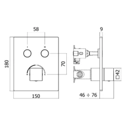 Kronenbach Smart Push Unterputz-Mischer Für 2 Verbraucher, Eckige Ausführung