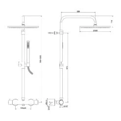 Kronenbach Lima 2.0 Black Duschsystem Mit Thermostat, Brause Ø 30 Cm -Kronenbach kronenbach badarmaturen lima 2 dusche black 10054640