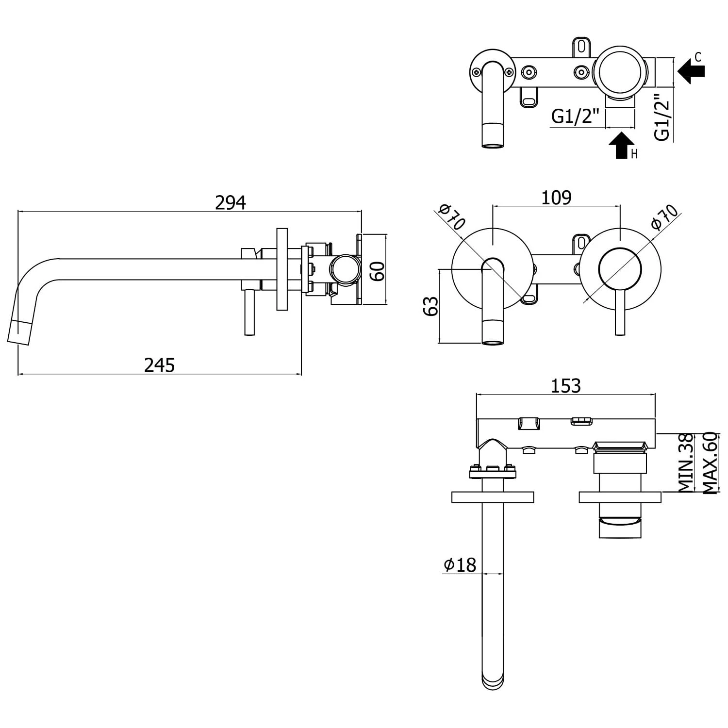 Kronenbach Lima 2.0 Black Waschtisch-Wandarmatur 24,5 cm inkl. Grundkörper Kronenbach Lima 2.0 Black Waschtisch-Wandarmatur 24,5 Cm Inkl. Grundkörper -Kronenbach kronenbach badarmaturen lima 2 waschtisch black 6853271