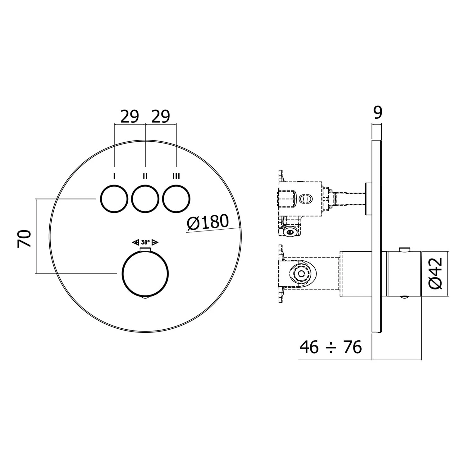 Kronenbach Smart Push Thermostat Unterputz für 3 Verbraucher, runde Ausführung Kronenbach Smart Push Thermostat Unterputz Für 3 Verbraucher, Runde Ausführung -Kronenbach kronenbach badarmaturen smart push thermostate unterputz 10064279