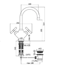 Kronenbach Zeta 2.0 Zweigriff-Waschtischmischer Mit Ablaufgarnitur -Kronenbach kronenbach badarmaturen zeta waschtisch zweigriff waschtischmischer 4687484