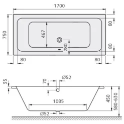Kronenbach Cube Duo-Badewanne 170 X 75 Cm -Kronenbach kronenbach badewannen cube duo 170 x 4038939