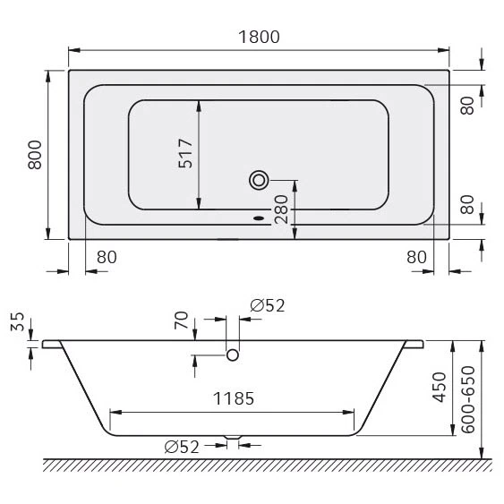 Kronenbach Cube Duo-Badewanne 180 x 80 cm Kronenbach Cube Duo-Badewanne 180 X 80 Cm -Kronenbach kronenbach badewannen cube duo 180 x 4038941
