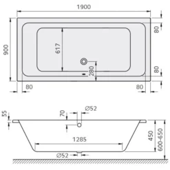 Kronenbach Cube Duo-Badewanne 190 X 90 Cm -Kronenbach kronenbach badewannen cube duo 190 x 4038943