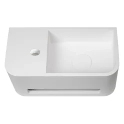 Kronenbach Stone Handwaschbecken 38 X 19 Cm Mit Handtuchhalterung, Becken Rechts Mit Hahnlochbohrung