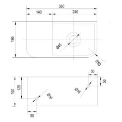 Kronenbach Stone Handwaschbecken 38 X 19 Cm Mit Handtuchhalterung, Becken Rechts Ohne Hahnlochbohrung
