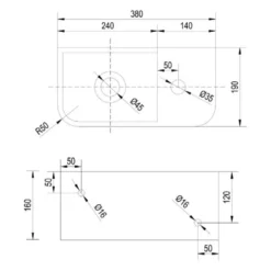 Kronenbach Stone Handwaschbecken 38 X 19 Cm Mit Handtuchhalterung, Becken Links Mit Hahnlochbohrung