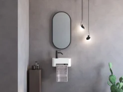 Kronenbach Stone Handwaschbecken 38 X 19 Cm Mit Handtuchhalterung, Becken Rechts Mit Hahnlochbohrung -Kronenbach kronenbach badkeramik handwaschbecken stone 38 x 9412001