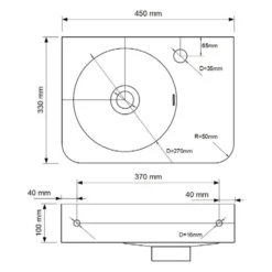 Kronenbach Stone Handwaschbecken 45 X 33 Cm, Becken Links Mit Hahnlochbohrung