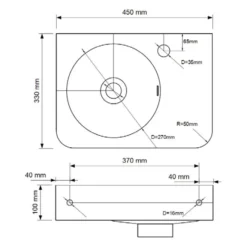 Kronenbach Stone Handwaschbecken 45 X 33 Cm Mit Handtuchhalterung, Becken Links Mit Hahnlochbohrung