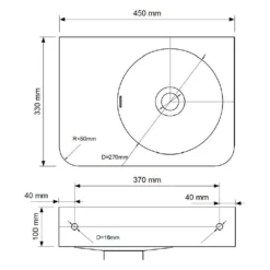 Kronenbach Stone Handwaschbecken 45 X 33 Cm, Becken Rechts Ohne Hahnlochbohrung