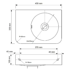 Kronenbach Stone Handwaschbecken 45 X 33 Cm Mit Handtuchhalterung, Becken Rechts Ohne Hahnlochbohrung