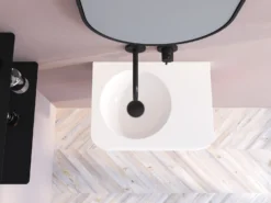 Kronenbach Stone Handwaschbecken 45 X 33 Cm Mit Handtuchhalterung, Becken Links Ohne Hahnlochbohrung -Kronenbach kronenbach badkeramik handwaschbecken stone 45 x 7969654