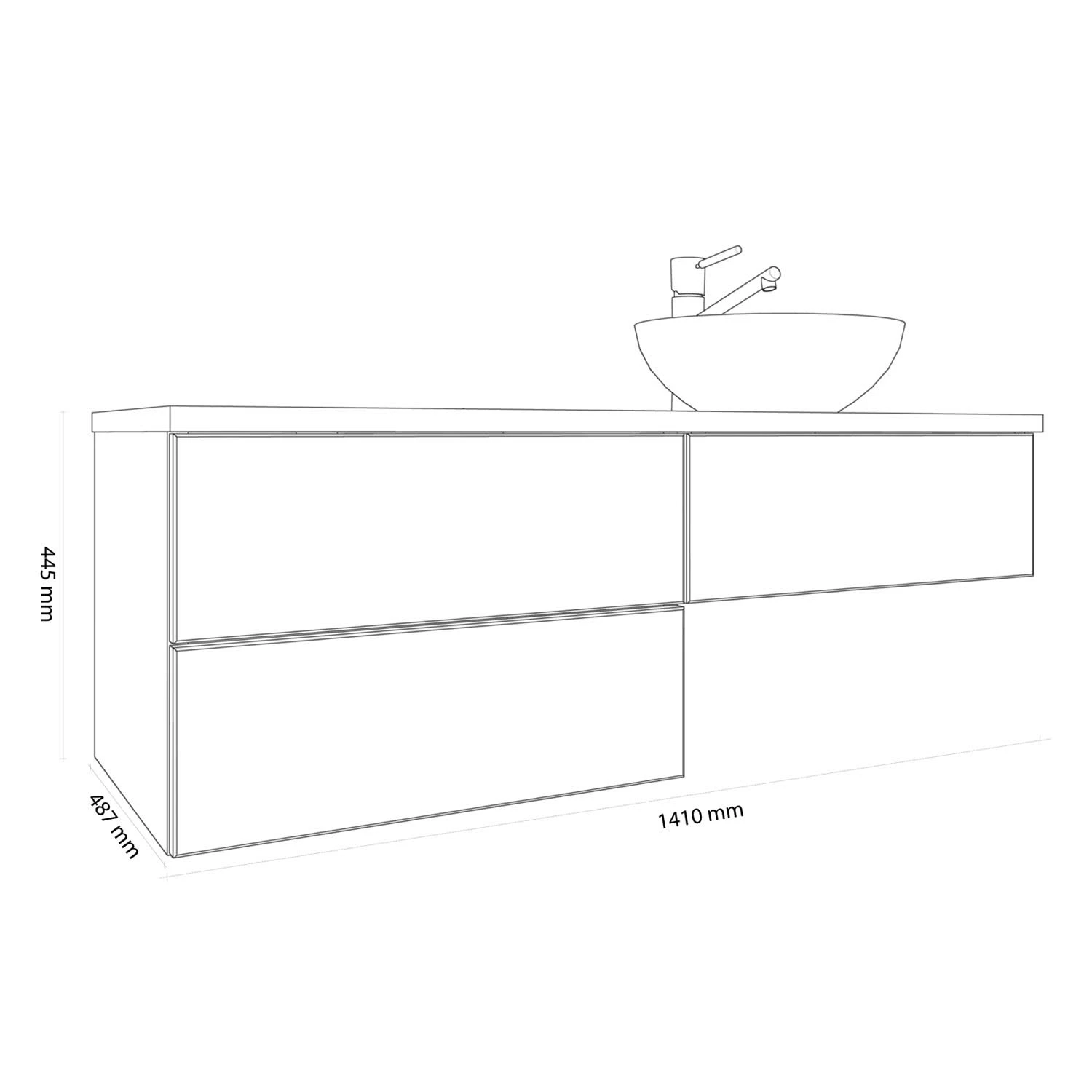 Kronenbach Cube Waschtischkonsole 141 cm mit 3 Auszügen und TIP-ON Kronenbach Cube Waschtischkonsole 141 Cm Mit 3 Auszügen Und TIP-ON -Kronenbach kronenbach badmoebel cube waschtischkonsolen 140 cm 8143957