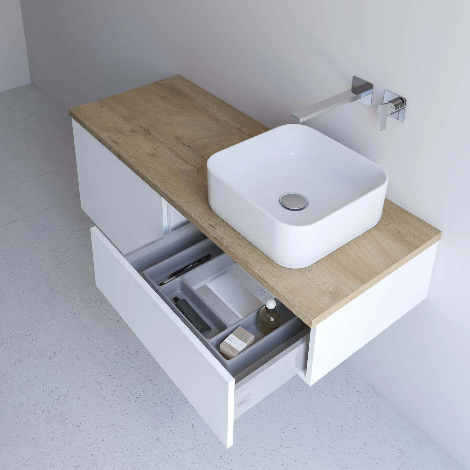 Kronenbach Cube Waschtischkonsole 141 cm mit 3 Auszügen und TIP-ON Kronenbach Cube Waschtischkonsole 141 Cm Mit 3 Auszügen Und TIP-ON -Kronenbach kronenbach badmoebel cube waschtischkonsolen 140 cm 8728808