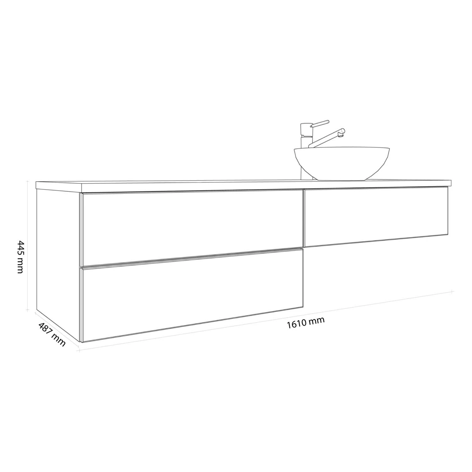 Kronenbach Cube Waschtischkonsole 161 cm mit 3 Auszügen und TIP-ON Kronenbach Cube Waschtischkonsole 161 Cm Mit 3 Auszügen Und TIP-ON -Kronenbach kronenbach badmoebel cube waschtischkonsolen 160 cm 8137702