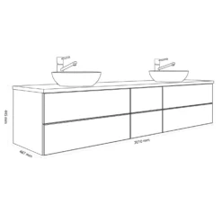 Kronenbach Cube Waschtischkonsole 201 Cm Für 2 Waschtische Mit 6 Auszügen Und TIP-ON -Kronenbach kronenbach badmoebel cube waschtischkonsolen 200 cm 8176018