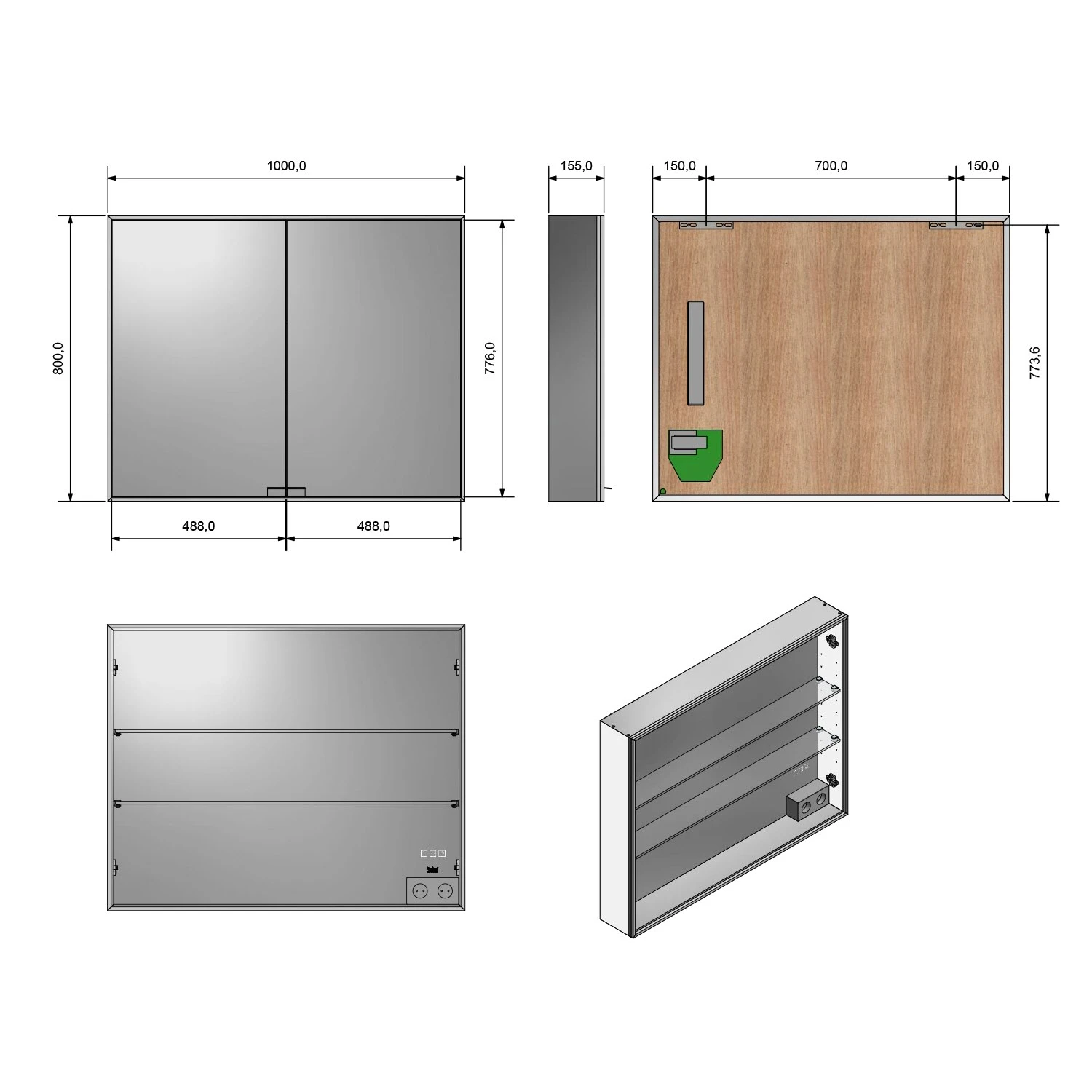 Kronenbach Cube Spiegelschrank 100 x 80 cm mit umlaufender LED-Beleuchtung, Aufputz Kronenbach Cube Spiegelschrank 100 X 80 Cm Mit Umlaufender LED-Beleuchtung, Aufputz -Kronenbach kronenbach spiegelschraenke cube spiegelschrank 100 x 6359647