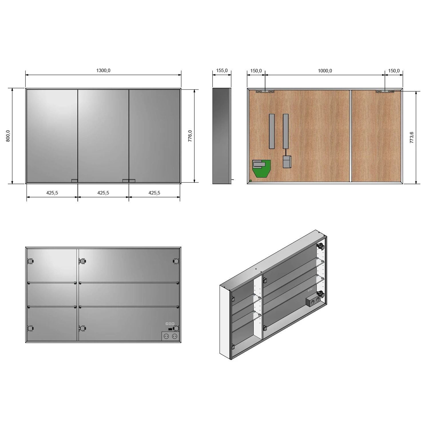 Kronenbach Cube Spiegelschrank 130 x 80 cm mit umlaufender LED-Beleuchtung, Aufputz Kronenbach Cube Spiegelschrank 130 X 80 Cm Mit Umlaufender LED-Beleuchtung, Aufputz -Kronenbach kronenbach spiegelschraenke cube spiegelschrank 130 x 4842266