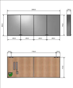 Kronenbach Cube Spiegelschrank 200 X 80 Cm Mit Umlaufender LED-Beleuchtung, Aufputz -Kronenbach kronenbach spiegelschraenke cube spiegelschrank 200 x 6359803
