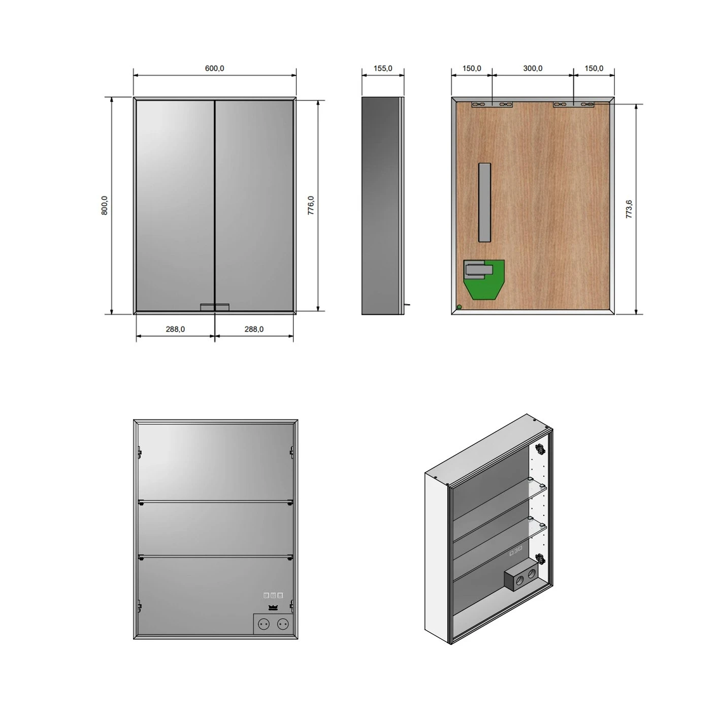Kronenbach Cube Spiegelschrank 60 x 80 cm mit umlaufender LED-Beleuchtung, Aufputz Kronenbach Cube Spiegelschrank 60 X 80 Cm Mit Umlaufender LED-Beleuchtung, Aufputz -Kronenbach kronenbach spiegelschraenke cube spiegelschrank 60 x 4842236