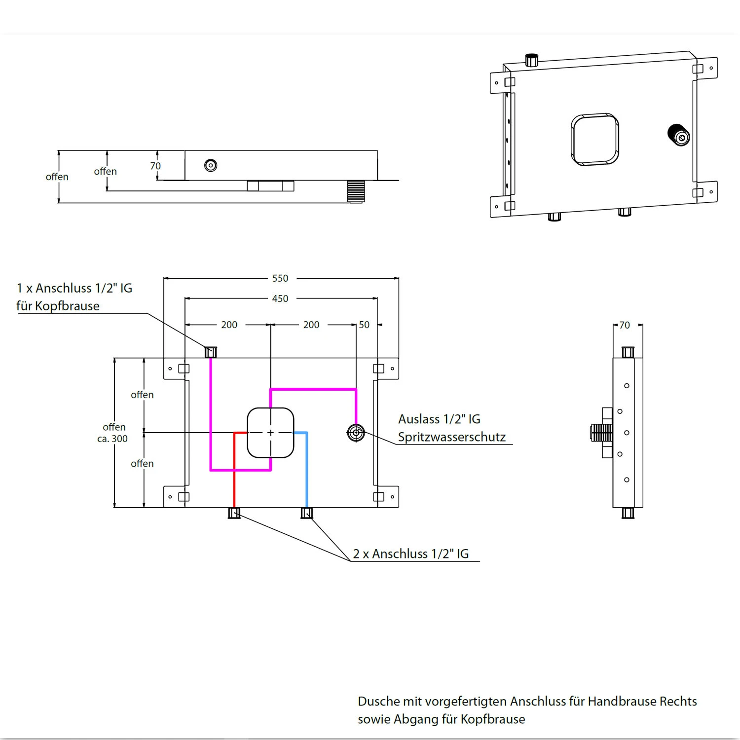 Kronenbach Quick-Box Paneel für Dusche mit Auslass für Kopf- und Handbrause Kronenbach Quick-Box Paneel Für Dusche Mit Auslass Für Kopf- Und Handbrause -Kronenbach kronenbach universalartikel grundkoerper quick box paneel 11637039